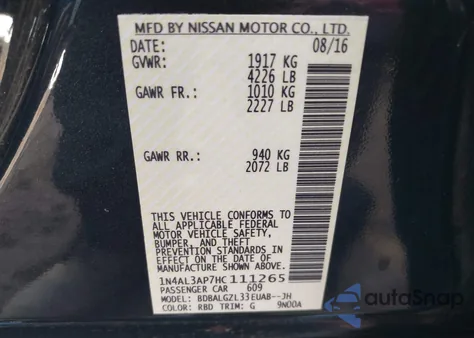 2017 Nissan Altima 2.5 S z USA, uszkodzony, nr VIN 1N4AL3AP7HC111265